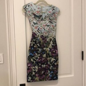 Ted Baker floral sheath dress (0/XXS)